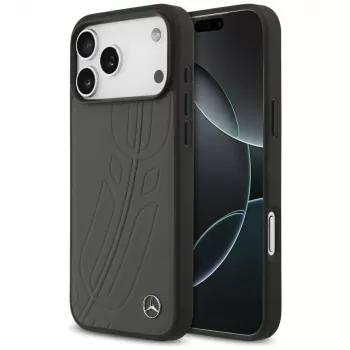 Coque MagSafe Mercedes Leather Large Laurel Leave pour iPhone 17 Pro Max anthracite