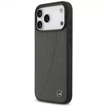 Coque MagSafe Mercedes Leather Large Laurel Leave pour iPhone 17 Pro Max anthracite