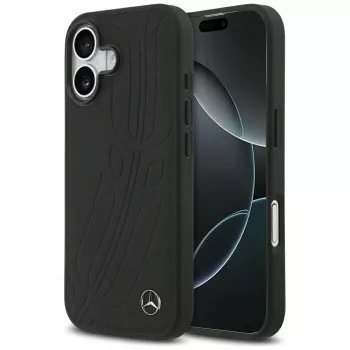 Coque Mercedes Leather Large Laurel Leave MagSafe pour iPhone 17 noire