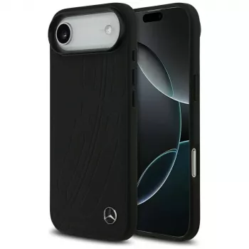 Coque MagSafe Mercedes Leather Large Laurel Leave pour iPhone Air noire
