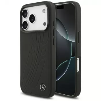 Coque Mercedes Leather Large Laurel Leave MagSafe pour iPhone 17 Pro noire