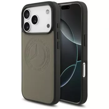 Coque Mercedes Leather Vintage Logo MagSafe pour iPhone 17 Pro taupe