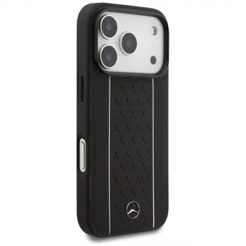 Coque MagSafe Mercedes Leather Star Pattern Stripes pour iPhone 17 Pro noire