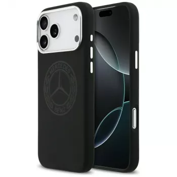 Coque Mercedes Silicone Vintage Logo MagSafe pour iPhone 17 Pro Max noire