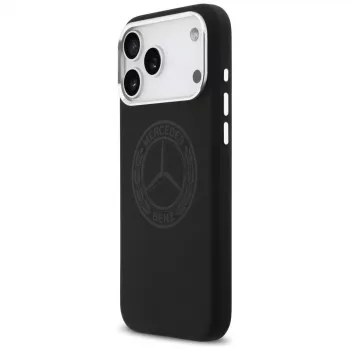 Coque Mercedes Silicone Vintage Logo MagSafe pour iPhone 17 Pro Max noire