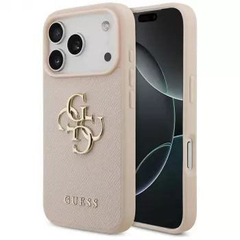 Guess Grained Big 4G & Classic Logo Case for iPhone 17 Pro Pink