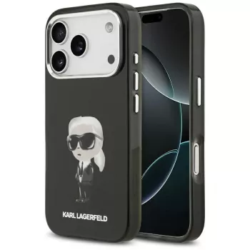 Coque MagSafe Karl Lagerfeld IML Aquarelle Karl & Logo pour iPhone 17 Pro (noire)