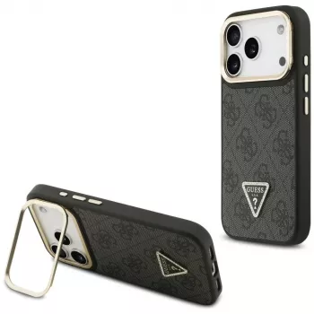 Guess 4G PU Triangle Logo & Stand Camera Magsafe Case for iPhone 17 Pro Black