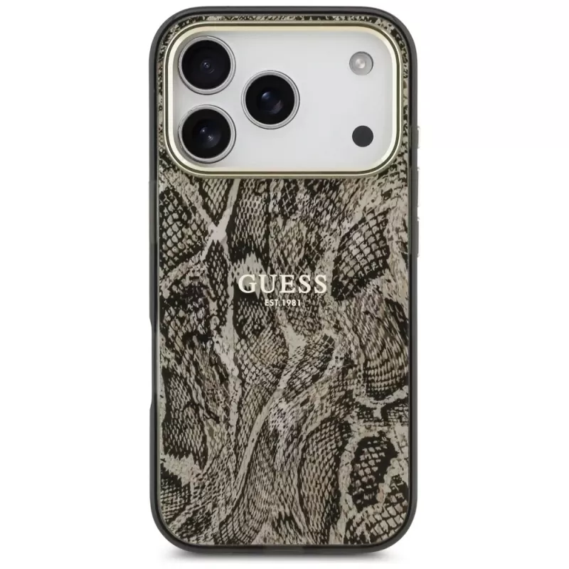Coque MagSafe Guess Python Pattern pour iPhone 17 Pro marron