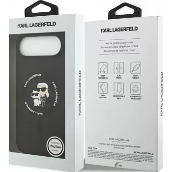 Coque silicone KARL LAGERFELD Karl & Choupette Ring MagSafe pour Apple iPhone Air - noire