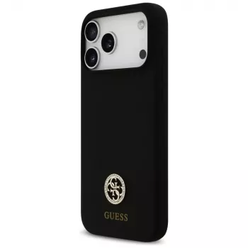 Guess Silicone Logo Strass 4G MagSafe Case for iPhone 17 Pro Max Black