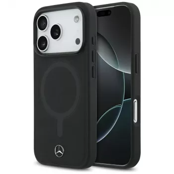 Coque Mercedes Plain Smooth Leather MagSafe pour iPhone 17 Pro noire