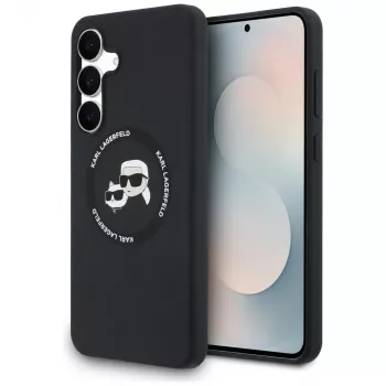 Coque MagSafe Karl Lagerfeld Silicone Karl & Choupette Heads pour Samsung Galaxy S25 FE noire