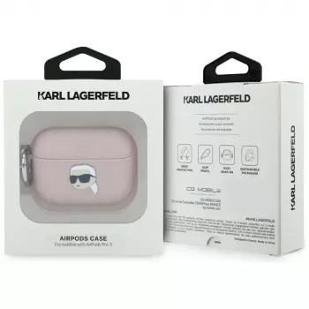 Coque KARL LAGERFELD Monogram Karl Head pour AirPods Pro 3, rose