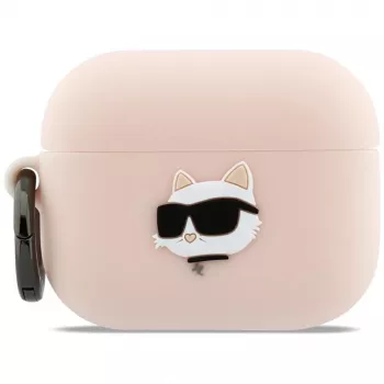Karl Lagerfeld Silicone Choupette Head 3D Case for AirPods Pro 3, Pink