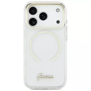 Guess IML Script Metal MagSafe Case for iPhone Air, Transparent