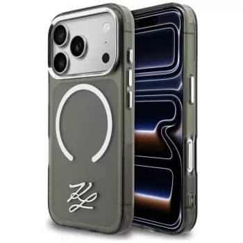 KARL LAGERFELD IML KL Script Logo Coque MagSafe pour Apple iPhone 17 Pro Max, noir