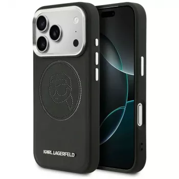 KARL LAGERFELD K Head Point Logo Coque MagSafe pour Apple iPhone 17 Pro, noir