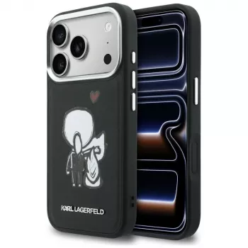 KARL LAGERFELD Karl & Choupette Back Logo Coque MagSafe pour iPhone 17 Pro Max, noir