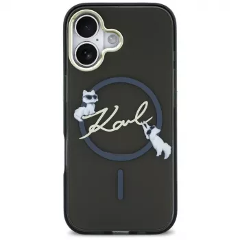 Karl Lagerfeld IML Choupettes KarlScript Logo Coque MagSafe pour iPhone Air, noir