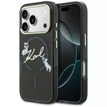KARL LAGERFELD IML Choupettes KarlScript Logo Coque MagSafe pour Apple iPhone 17 Pro, noir