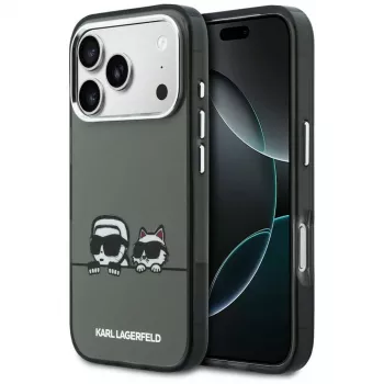 Coque MagSafe KARL LAGERFELD IML Karl & Choupette Peekaboo Logo pour Apple iPhone 17 Pro, noire