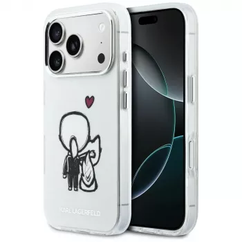 Coque MagSafe Karl Lagerfeld Karl & Choupette Back pour iPhone 17 Pro Max, transparente