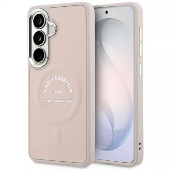 Coque MagSafe Karl Lagerfeld Embossed Ring RSGLogo pour Samsung Galaxy S26, rose