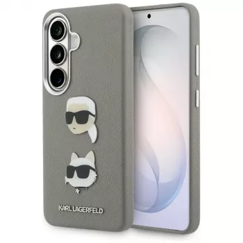 Coque métal Karl Lagerfeld Saffiano DoubleHeads pour Samsung Galaxy S26 argentée