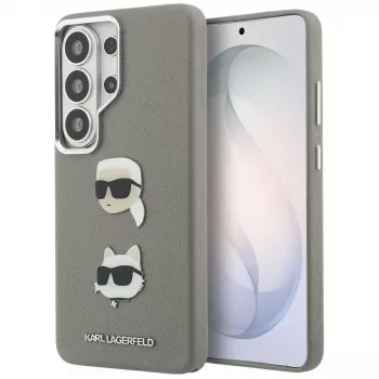 Coque métal Karl Lagerfeld Saffiano DoubleHeads pour Samsung Galaxy S26 Ultra argentée