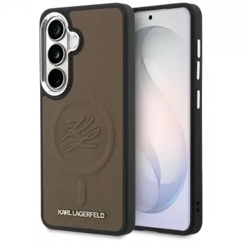 Coque MagSafe Karl Lagerfeld Embossed Ring Initials pour Samsung Galaxy S26, marron