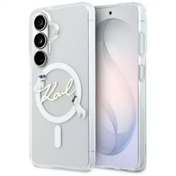 Coque MagSafe KARL LAGERFELD IML KC Script pour Samsung Galaxy S26, transparente
