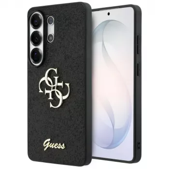 Coque Guess Fixed Glitter Big 4G Metal Logo pour Samsung Galaxy S26 Ultra (noire)