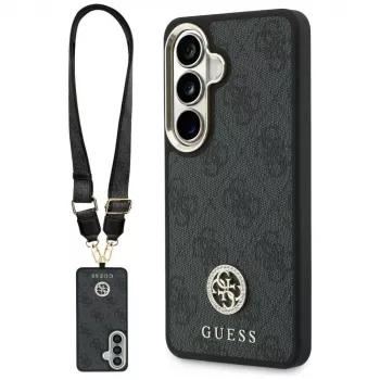 Ensemble coque MagSafe Guess 4G Big Rhinestone Triangle Strap pour Samsung Galaxy S26 - noir