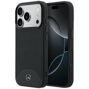 Coque MagSafe Mercedes-Benz Leather Wood Effect and Curve pour iPhone 17 Pro, noire