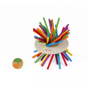 Janod Crazy Sticks jeu d'équilibre – jeu d'adresse en bois pour 1 à 4 joueurs, multicolore