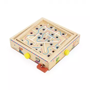 Janod Applepop jeu de labyrinthe à billes – labyrinthe en bois avec stylet magnétique pour enfants dès 5 ans