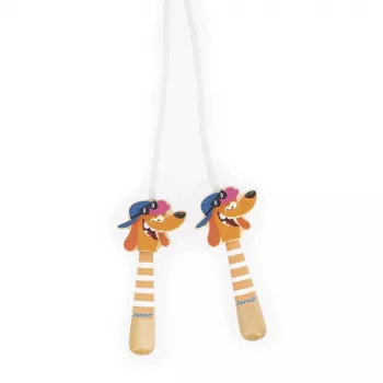 Janod Applepop corde à sauter chien avec poignées en bois 3+