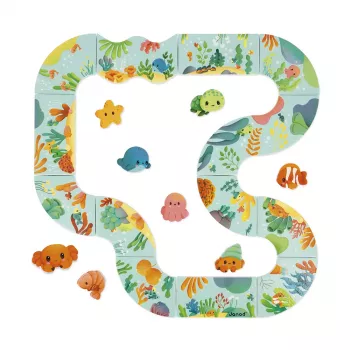 Janod puzzle de bain piste d'animaux, dès 18 mois