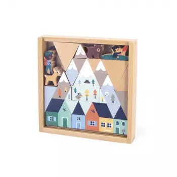 Ensemble de blocs de construction et de figurines Janod 35 pièces - Cross Roads Mountains