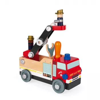 Janod Brico'kids Camion de pompiers à assembler avec outils