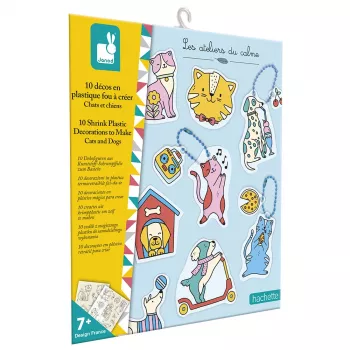 Kit d'art en plastique fou Janod - chats et chiens - 10 ornements - dès 7 ans