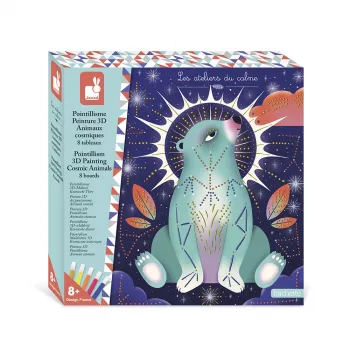Kit créatif pointillisme Janod Peinture au point 3D Animaux cosmiques 8+