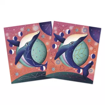 Kit créatif pointillisme Janod Peinture au point 3D Animaux cosmiques 8+