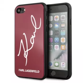 Karl Lagerfeld KLHCI8DLKSRE coque rigide Signature Glitter pour iPhone 7/8/SE 2020/SE 2022, rouge