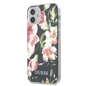 Guess Flower Collection coque arrière pour Apple iPhone 12 Mini – marine