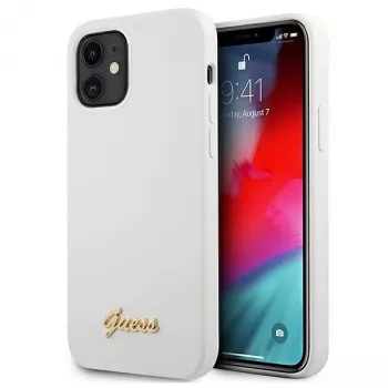 Guess GUHCP12SLSLMGWH iPhone 12 Mini 5.4 inch White Hardcase Metal Logo Script