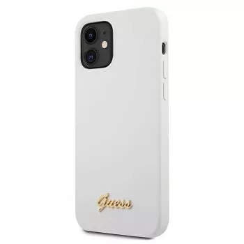 Guess GUHCP12SLSLMGWH iPhone 12 Mini 5.4 inch White Hardcase Metal Logo Script