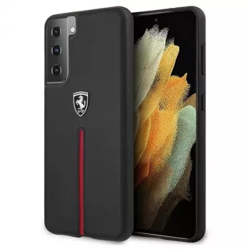 Ferrari FEOSIHCS21SBK coque rigide Off Track cuir bande nylon pour Samsung Galaxy S21 (G991) - noire