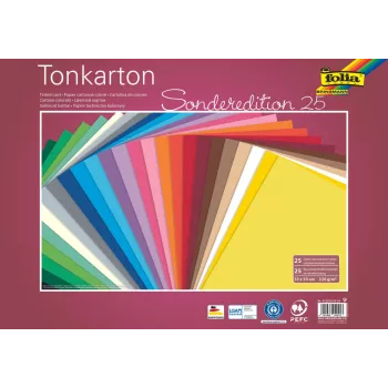 Carton photo Folia Special Edition 25 couleurs assorties 220 g/m² 50 feuilles A4
